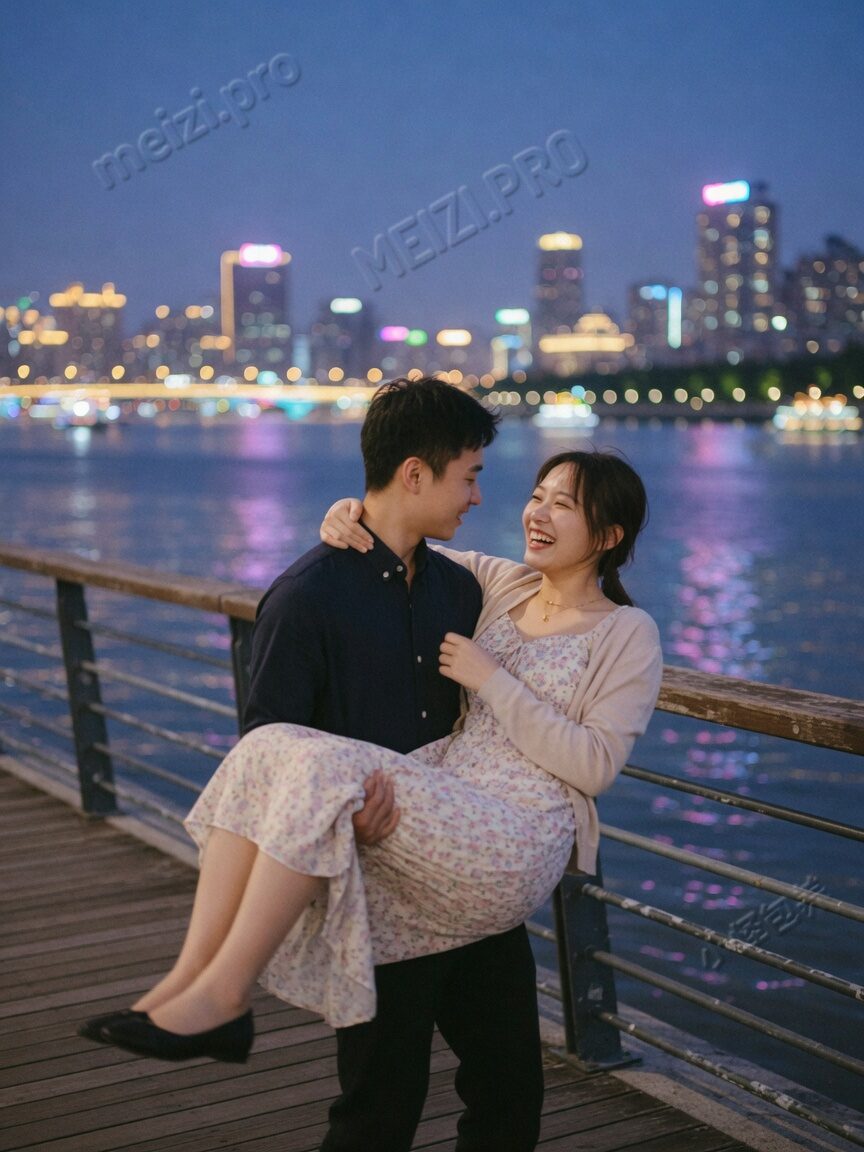 餐厅露台额头相抵，陪伴感的情侣 pose