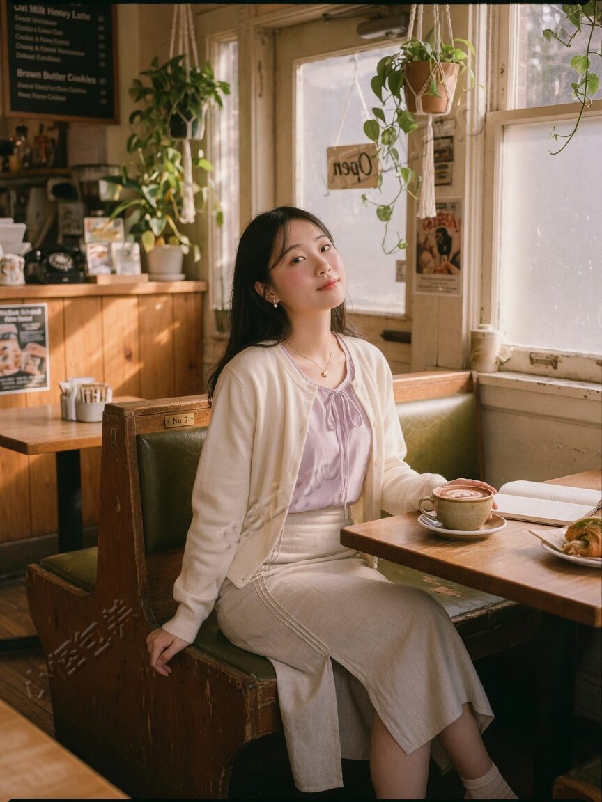 咖啡座侧脸写真