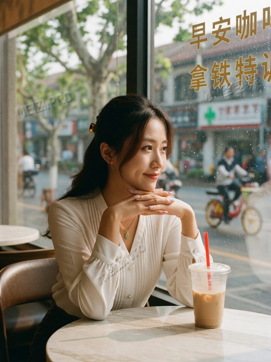 咖啡窗边的等待
