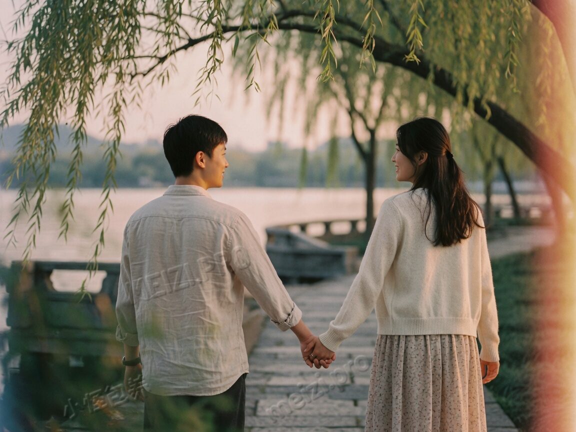 牵手散步·湖边黄昏