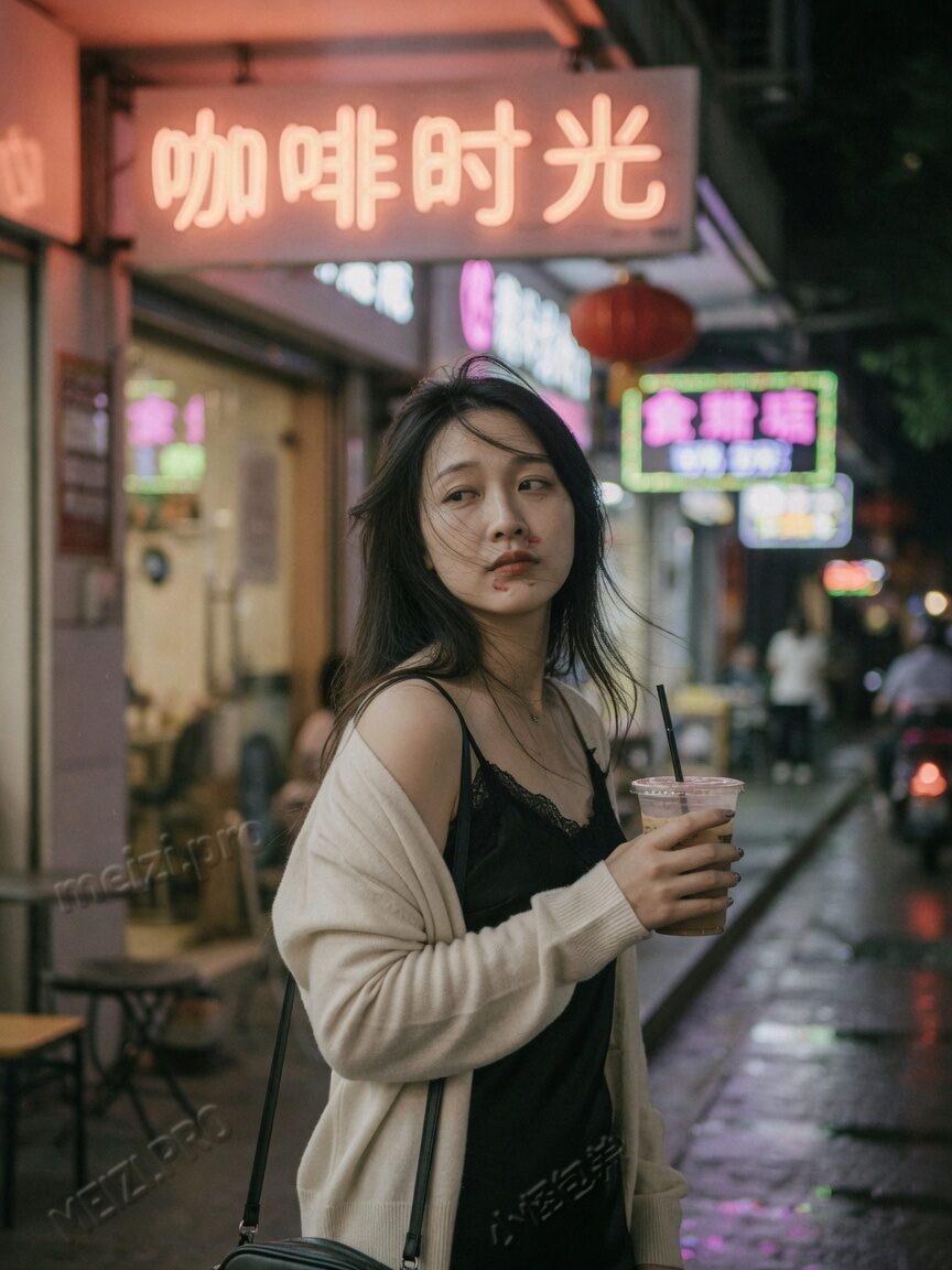 雨夜背后抱的情侣街拍，85mm胶片感