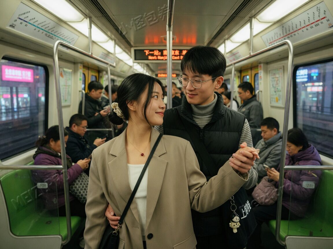 地铁牵手回眸