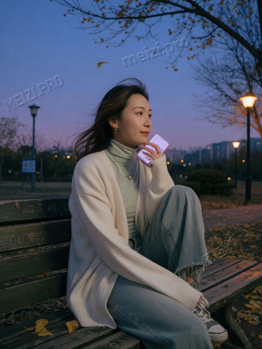 黄昏公园长椅