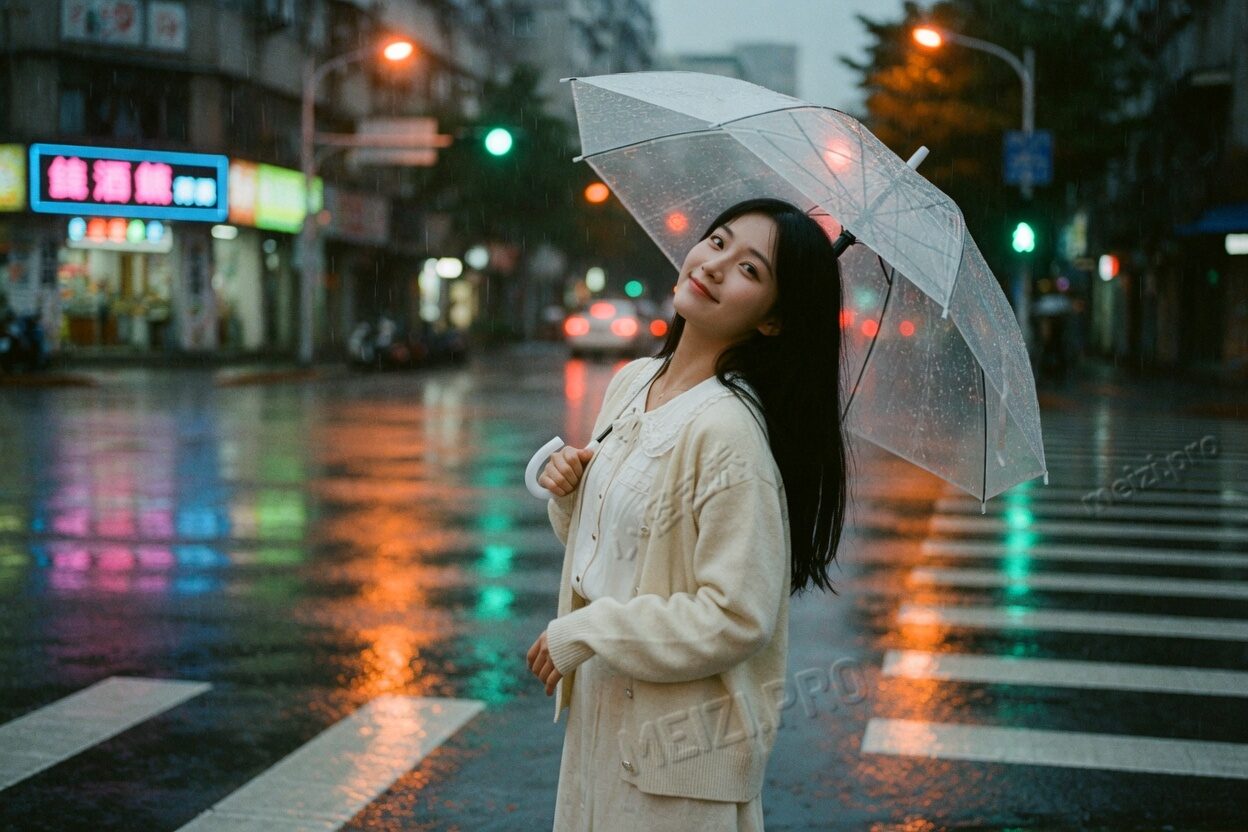 情侣牵手夜景街拍