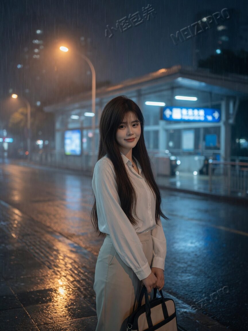 地铁口的夜