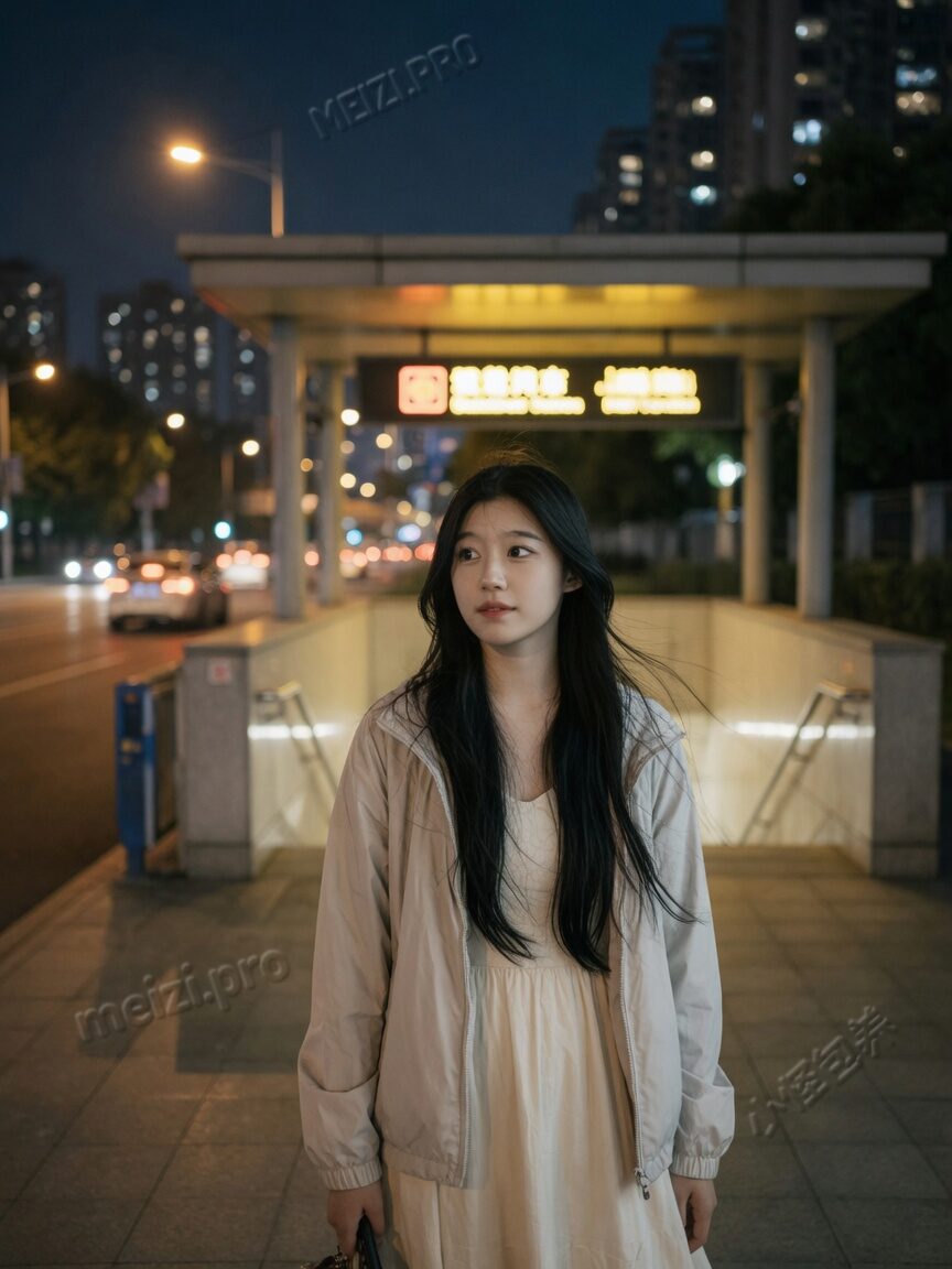 夜色地铁口