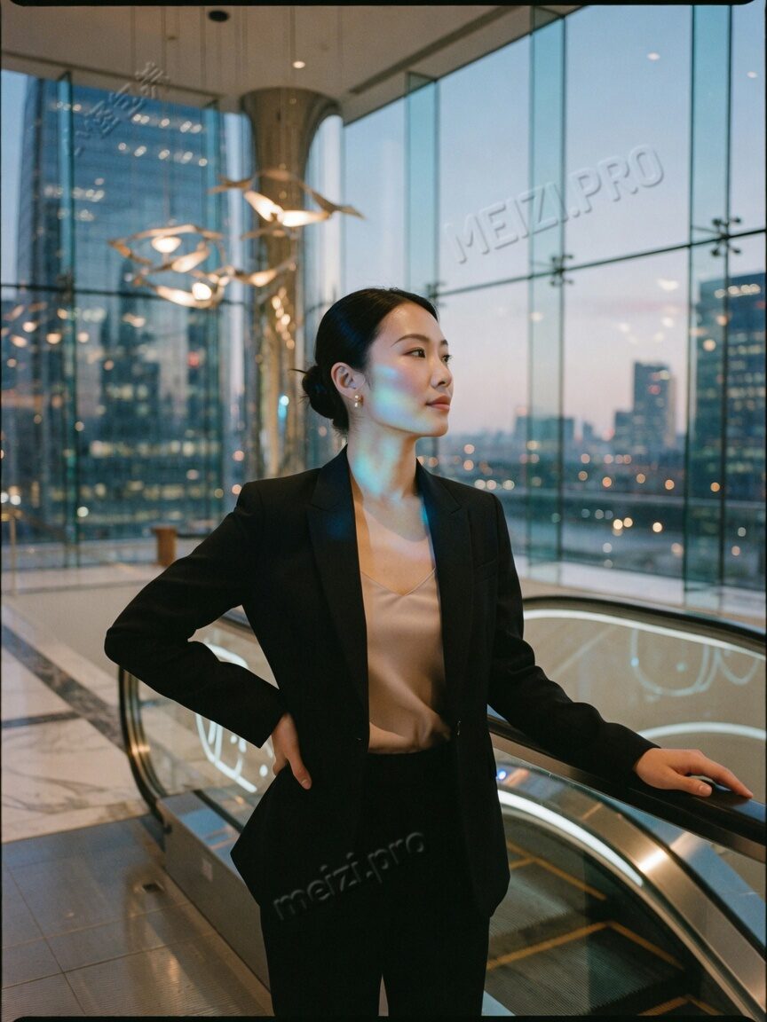 商场中庭职场气质侧脸