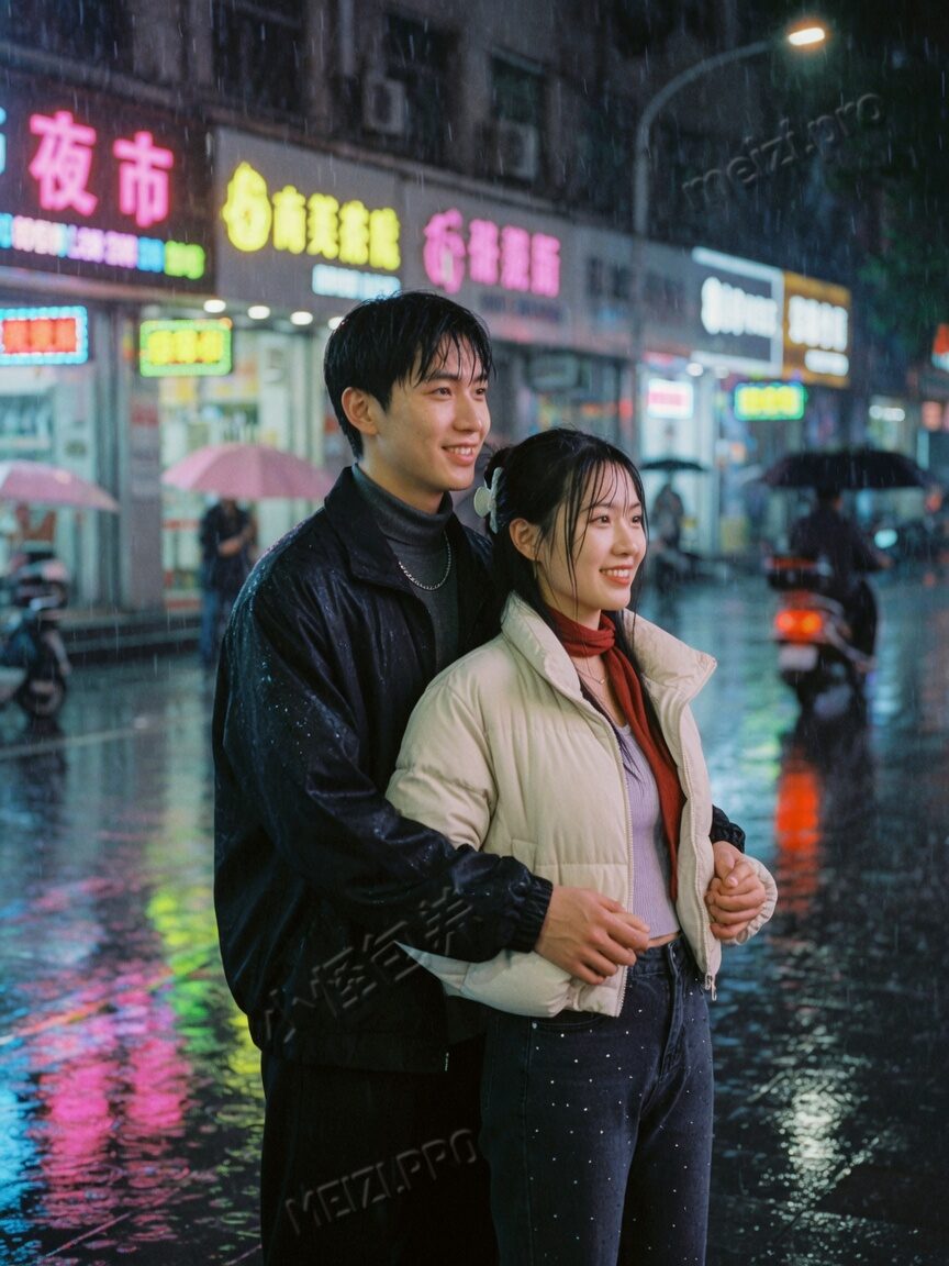 雨夜霓虹下，靠得近一点的那种稳
