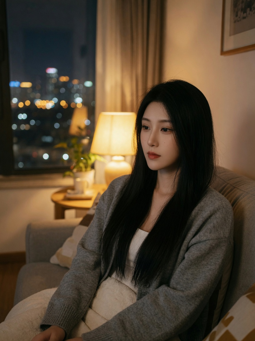 夜里独自坐着