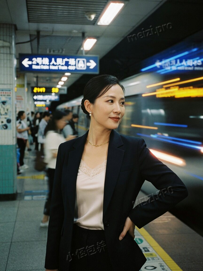 地铁站台·职场气质插腰侧身