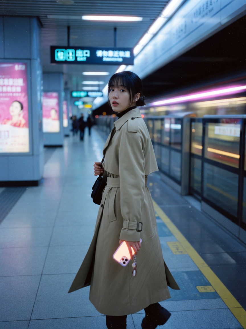 地铁站回头的女生