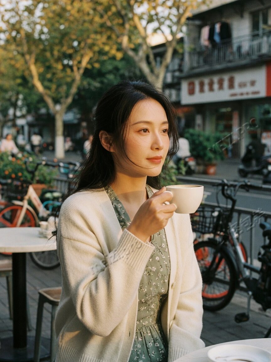夜市巷口回眸的女生街拍写真