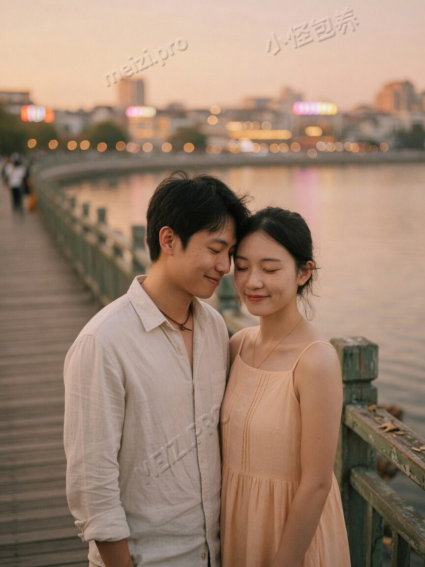 雨夜牵手走在湿漉漉的街上