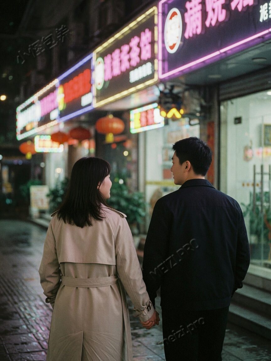 夜色街拍牵手