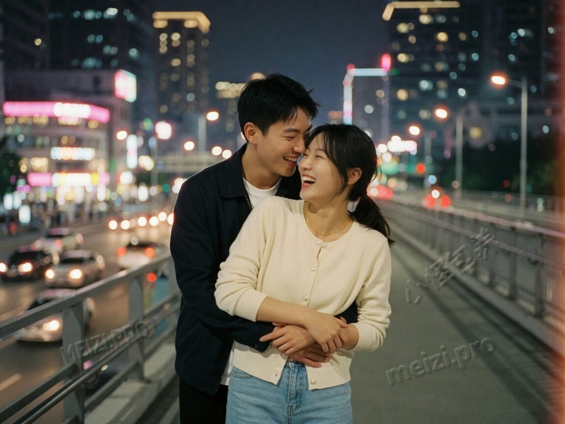 夜桥背后抱