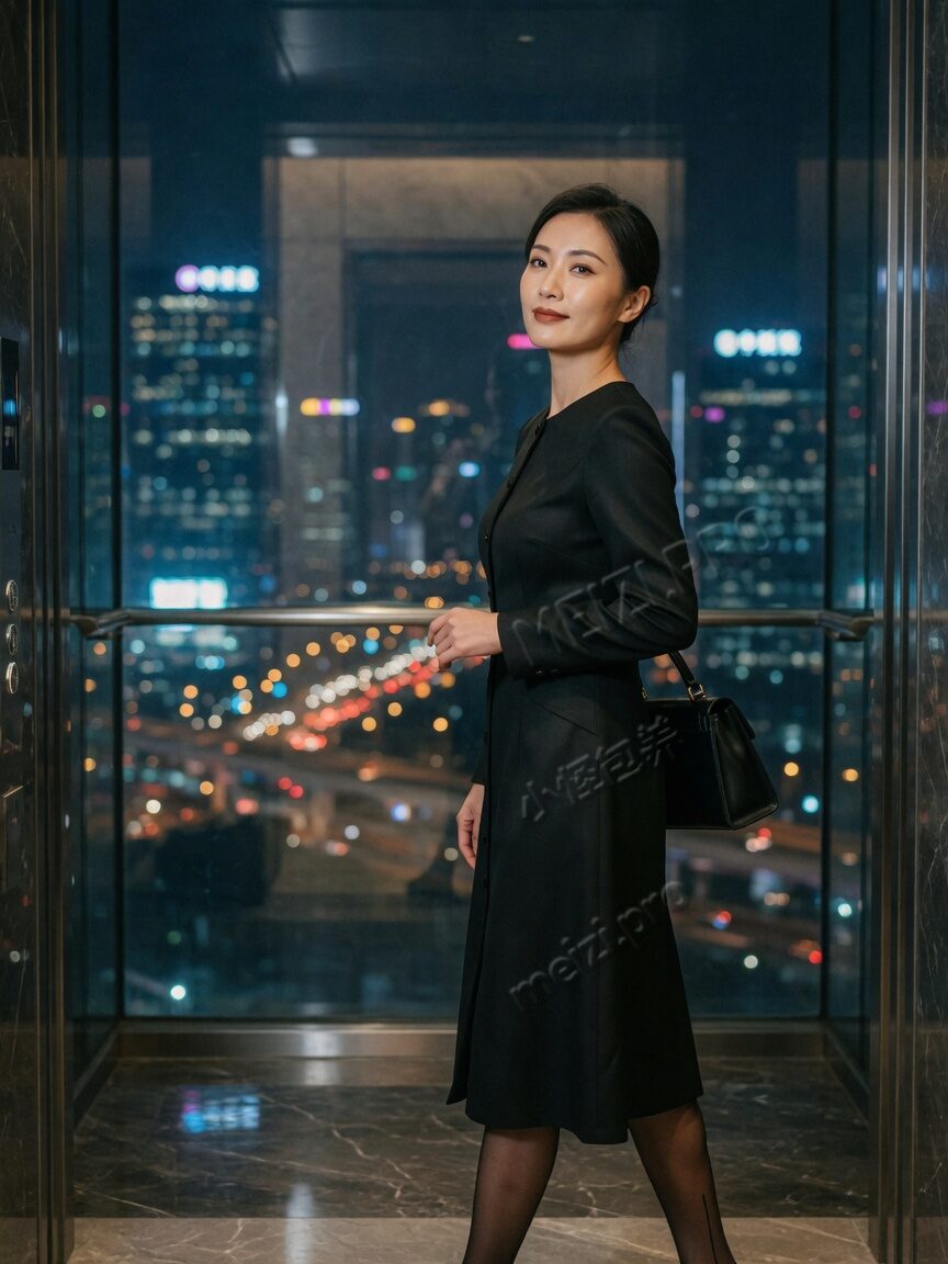 夜色里从容冷静的职场女性