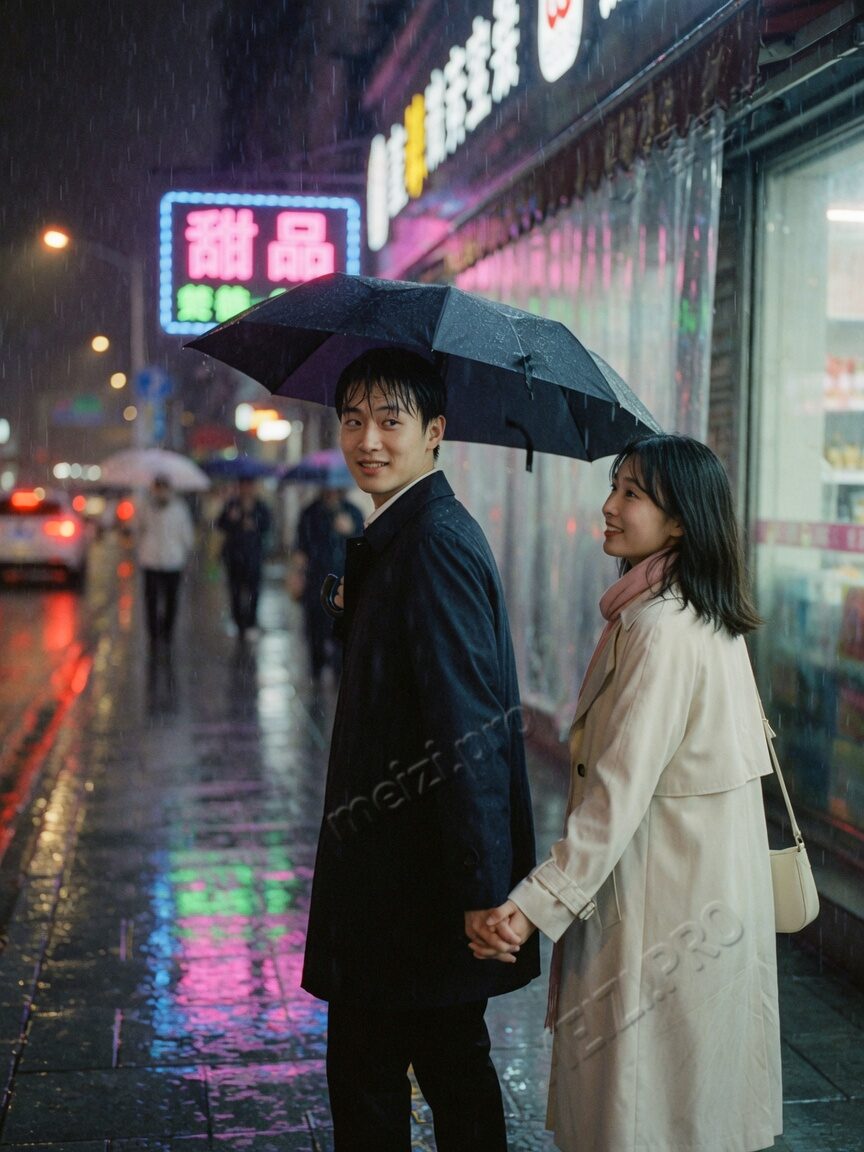 雨夜牵手