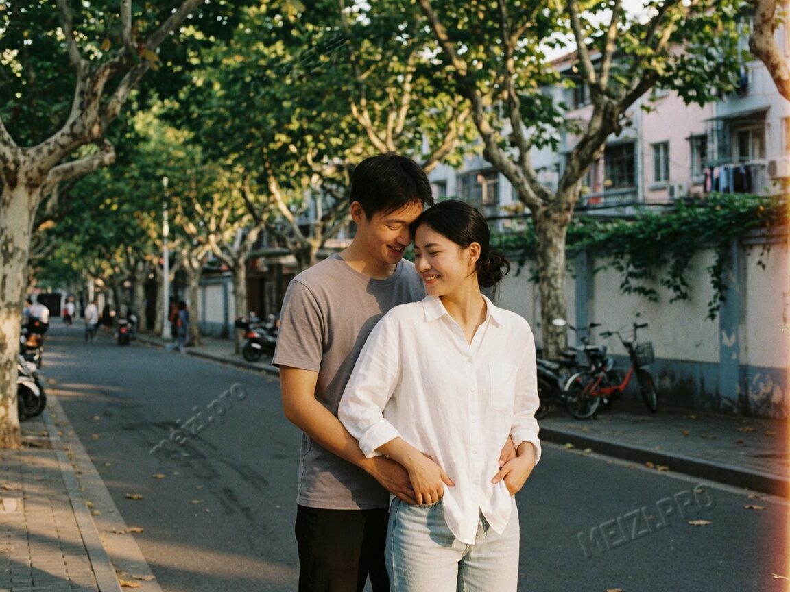 巷口台阶上的女生写真