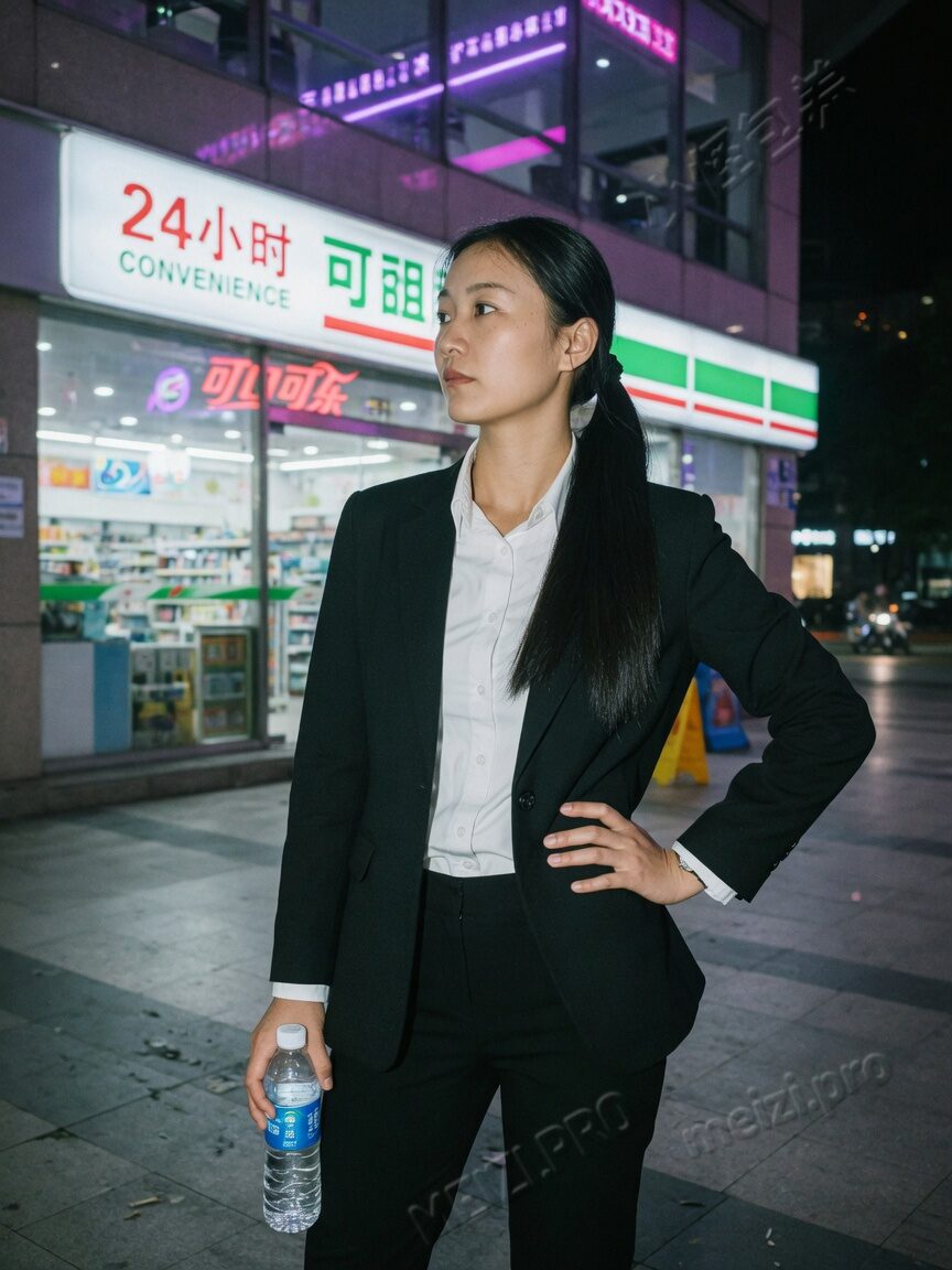 便利店灯箱前