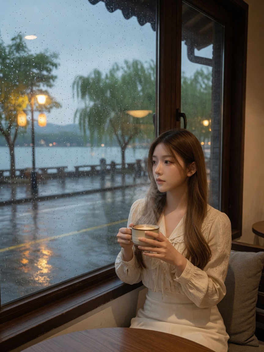 雨天窗边等一个人