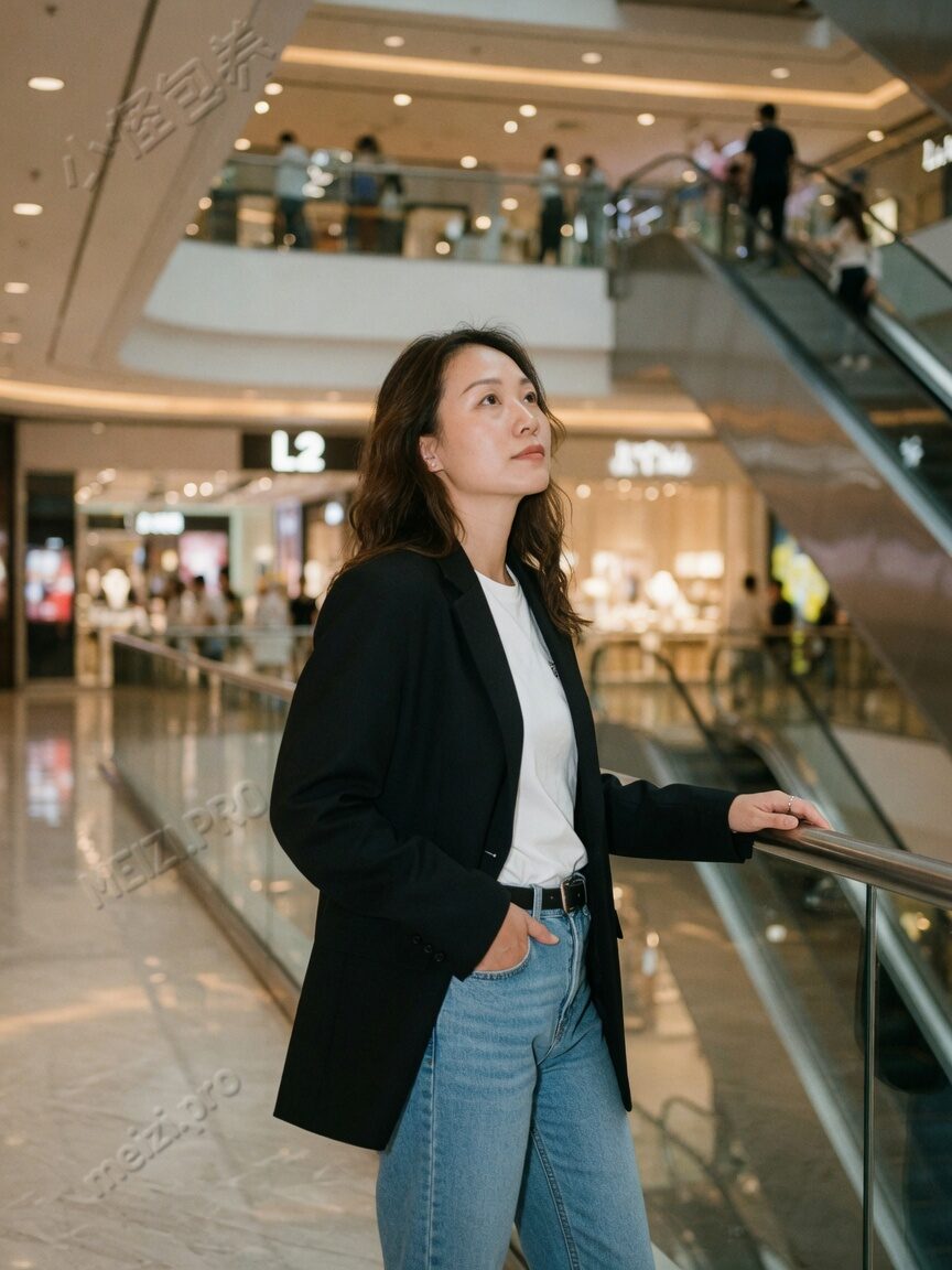 商场扶梯侧影