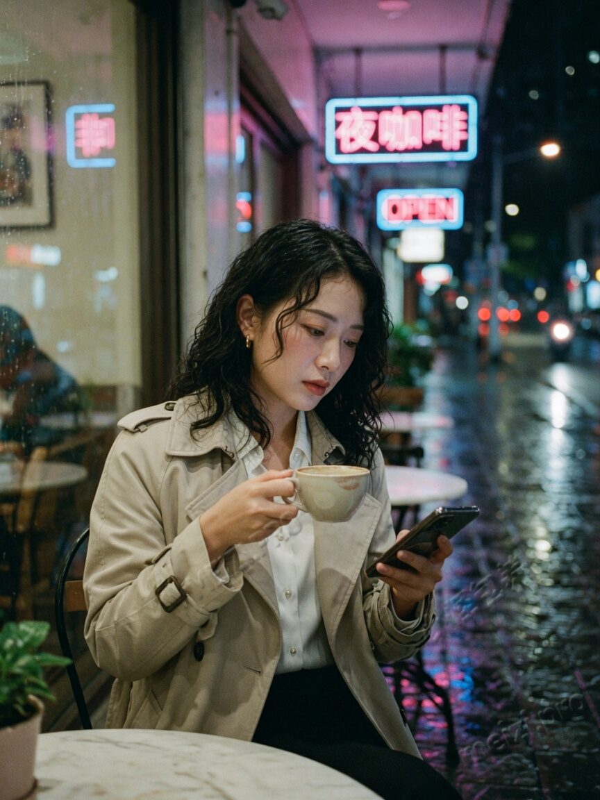河边牵手的 candid 情侣