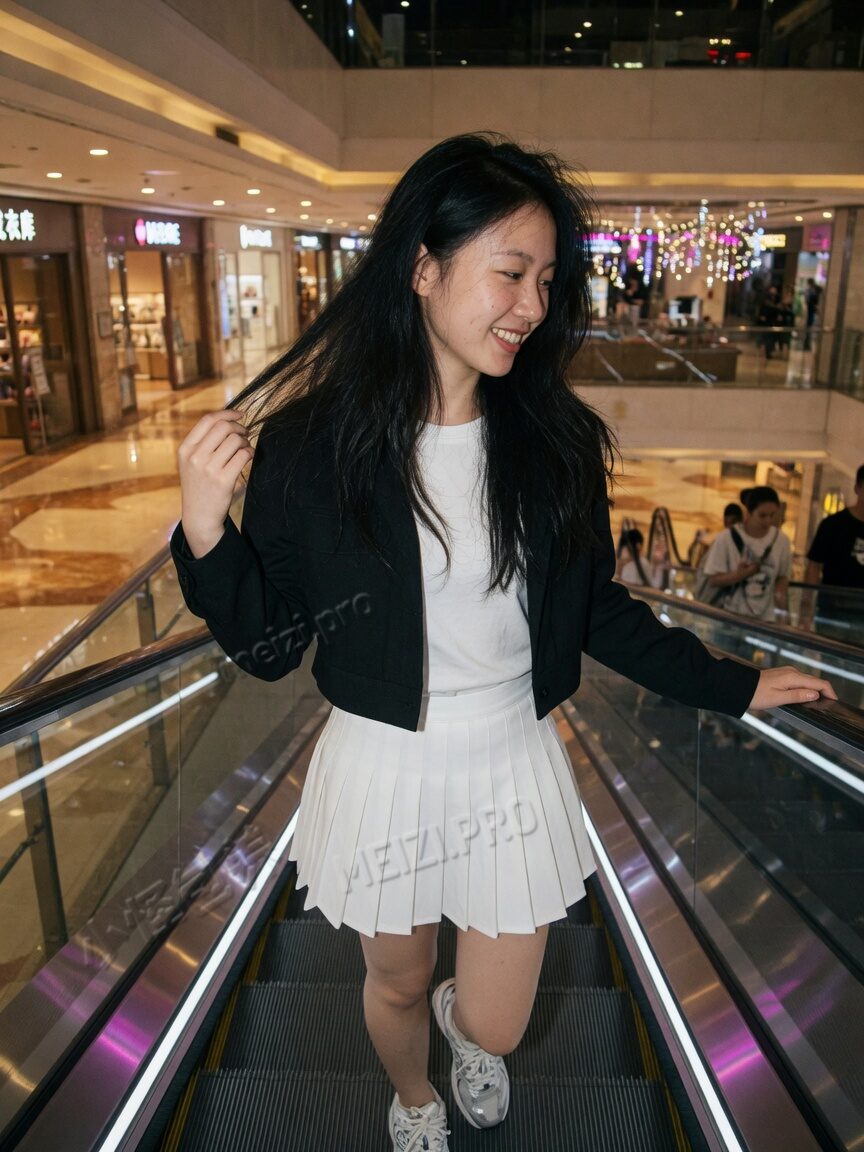 扶梯上的侧影