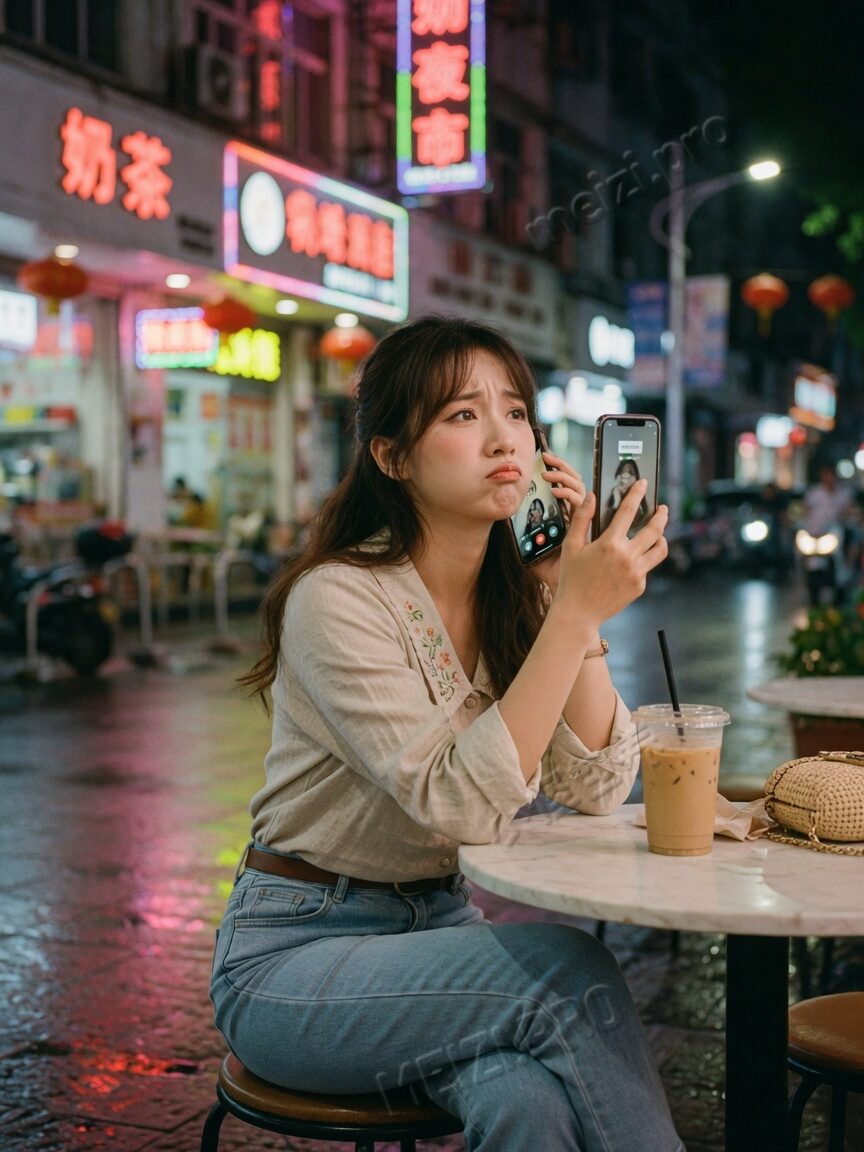阳台晨光里的女生写真,姿态松弛但仍带着距离感