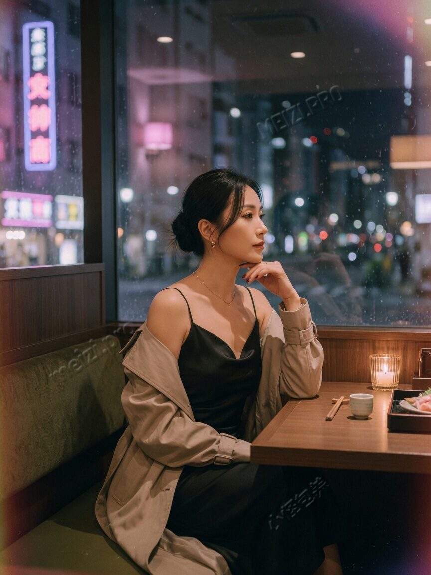御姐感:餐厅侧脸夜景,偏沉稳与长期向