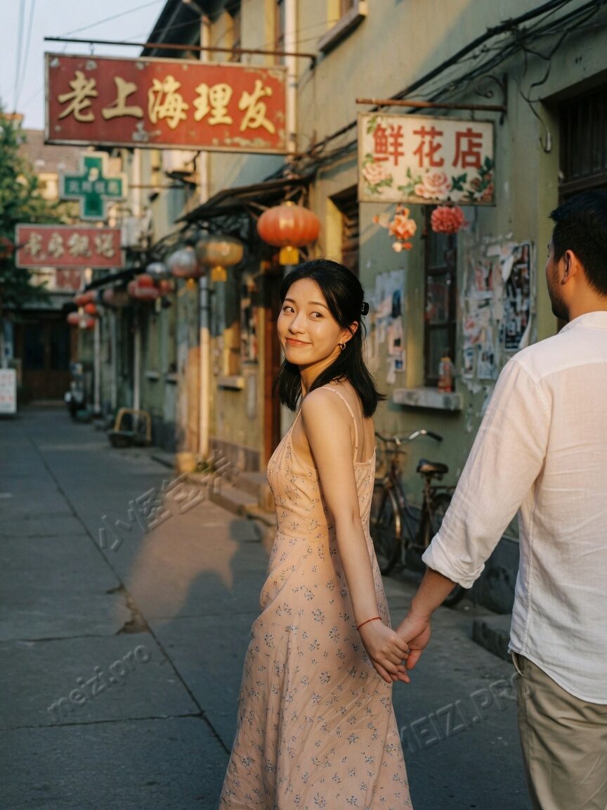 傍晚街巷：情侣牵手半步，她回眸一瞬，关系像在「朋友」与「更多」之间晃