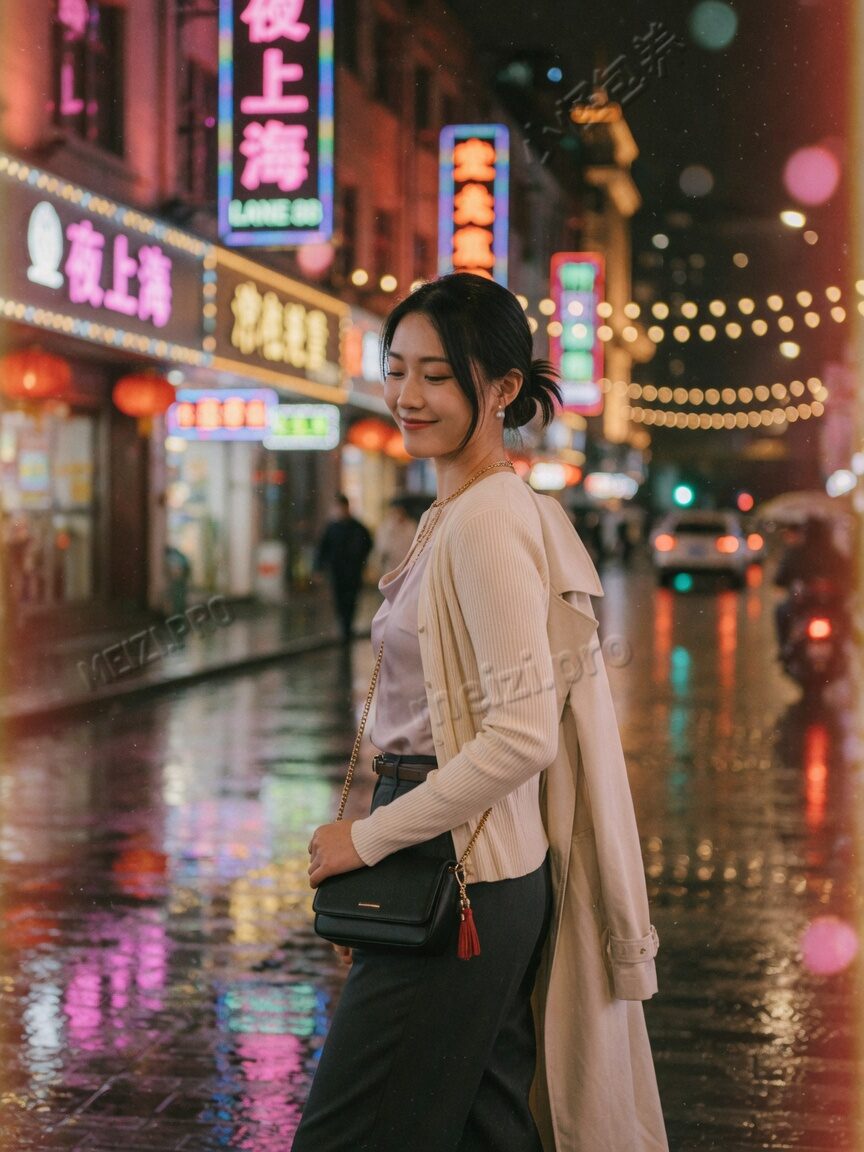 夜景回眸街拍