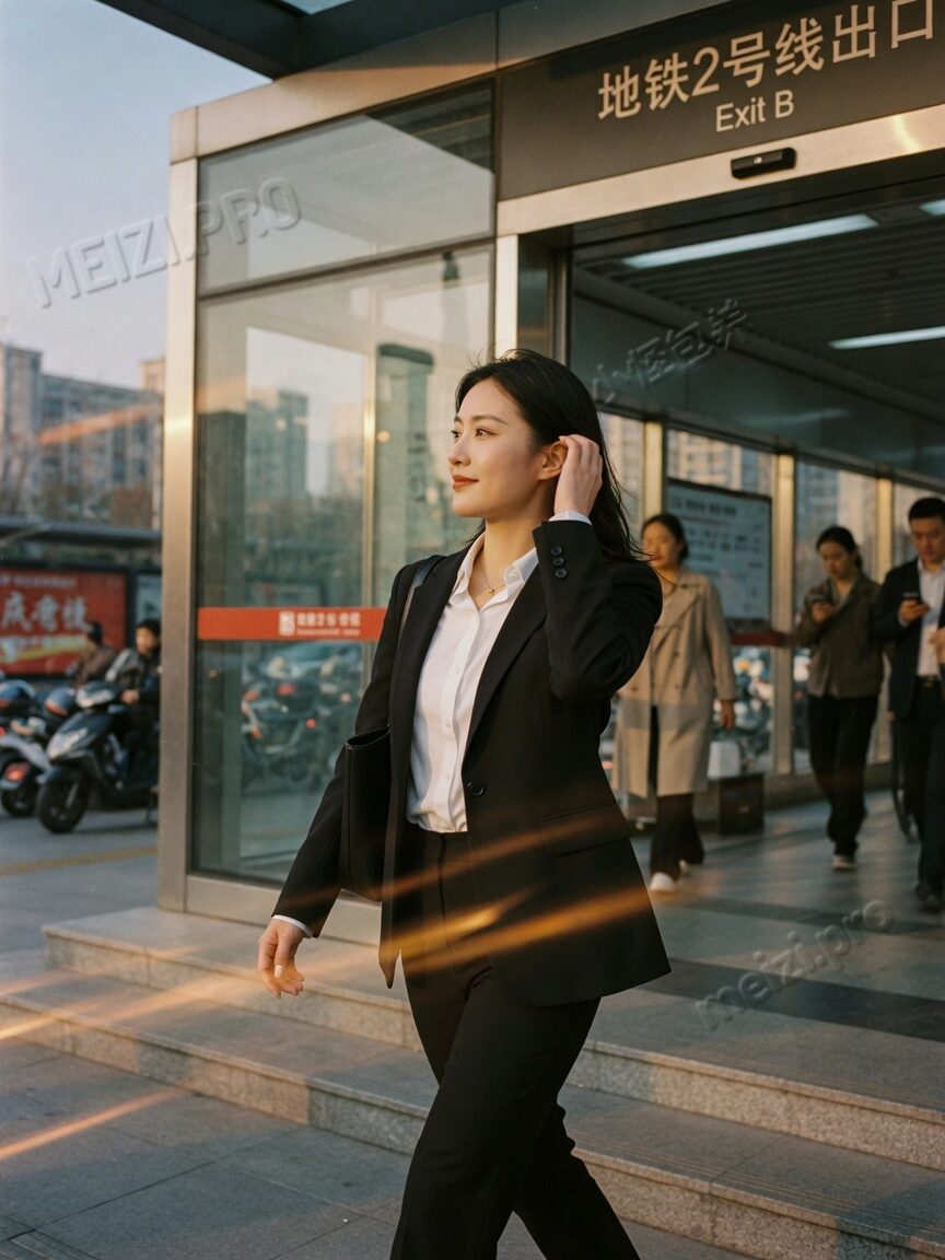 职场感地铁出站侧脸
