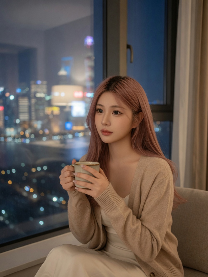 窗边夜里