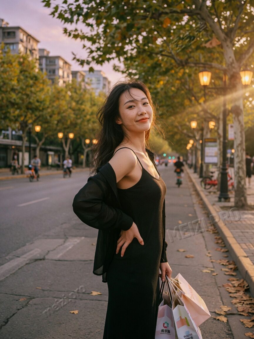 街边回眸的女生