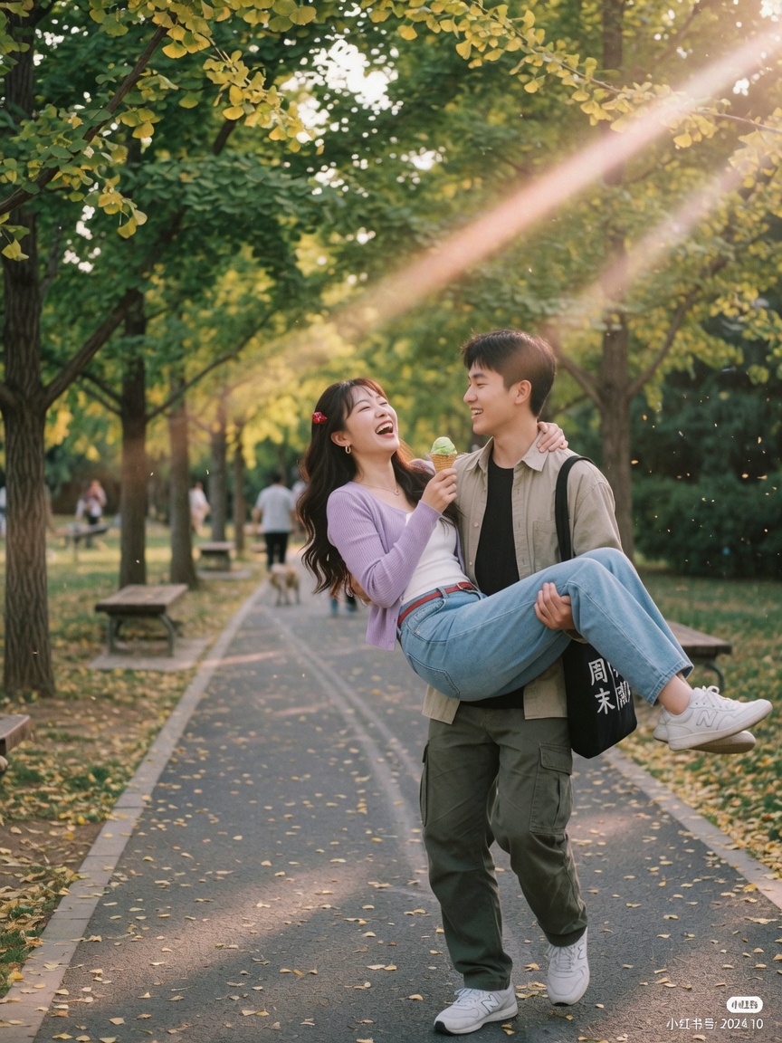 公园公主抱情侣pose