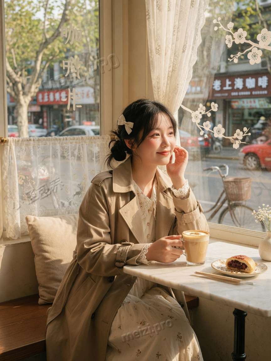 咖啡馆窗边的安静下午
