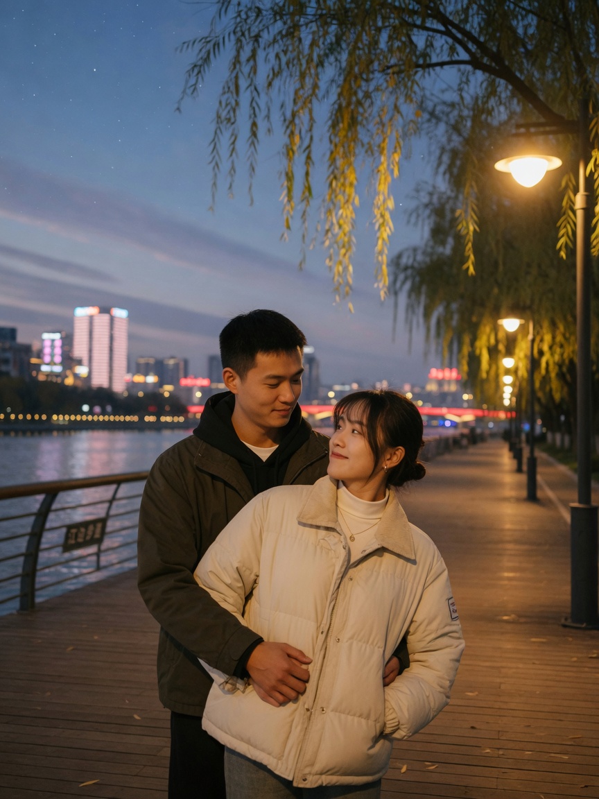 河边背后抱