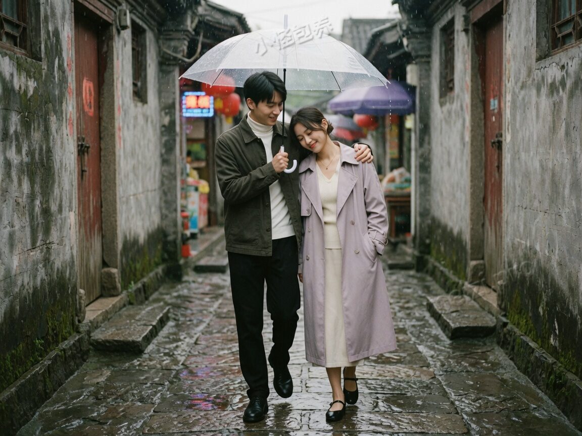 夜市灯下，双手捧着热饮的女生写真