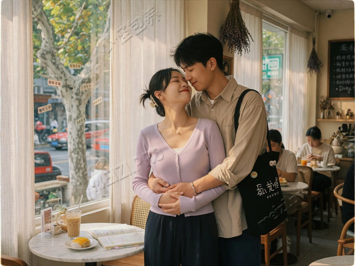 咖啡馆背后抱