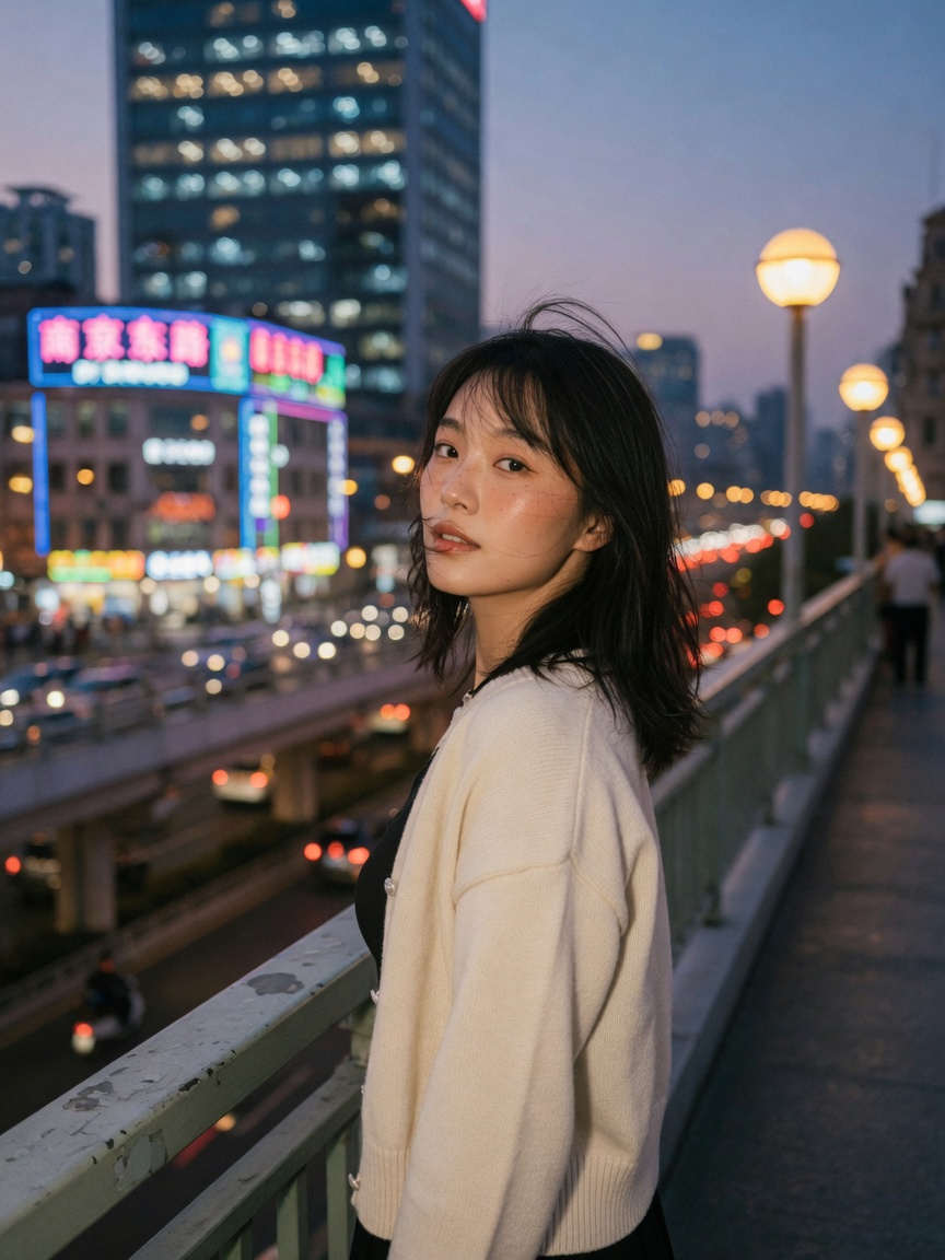 咖啡馆窗边侧光女生写真,胶片颗粒与 85mm 虚化