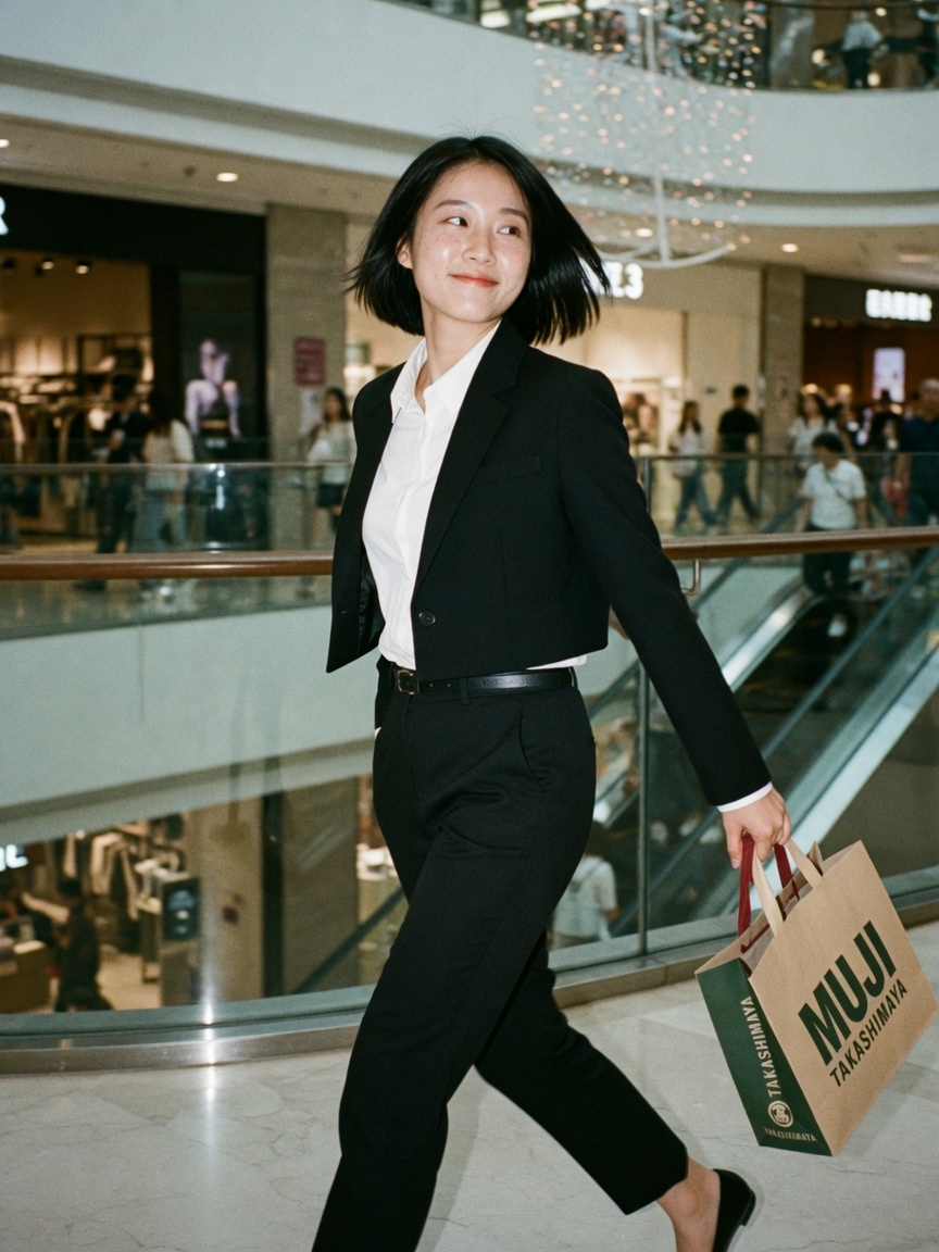商场里回眸的女生