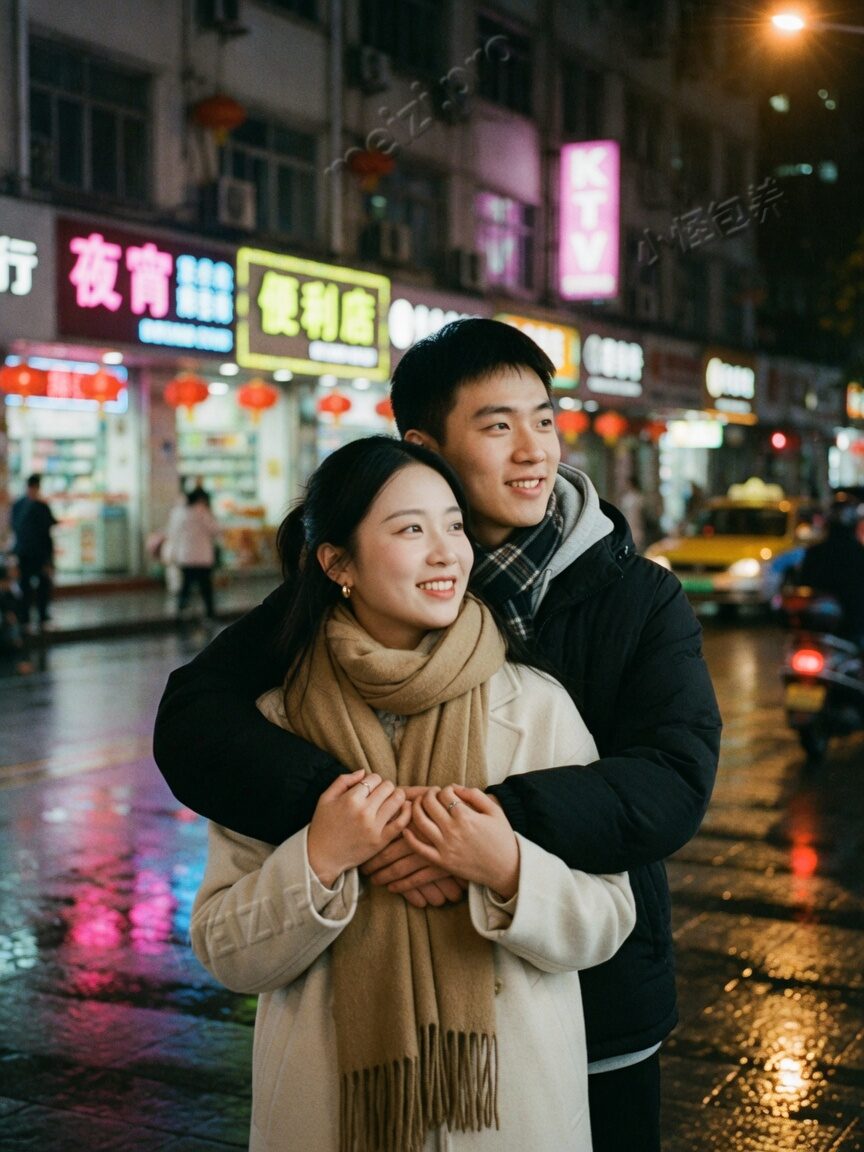 夜街背后抱的情侣,像一场谈妥条件后的短暂松弛