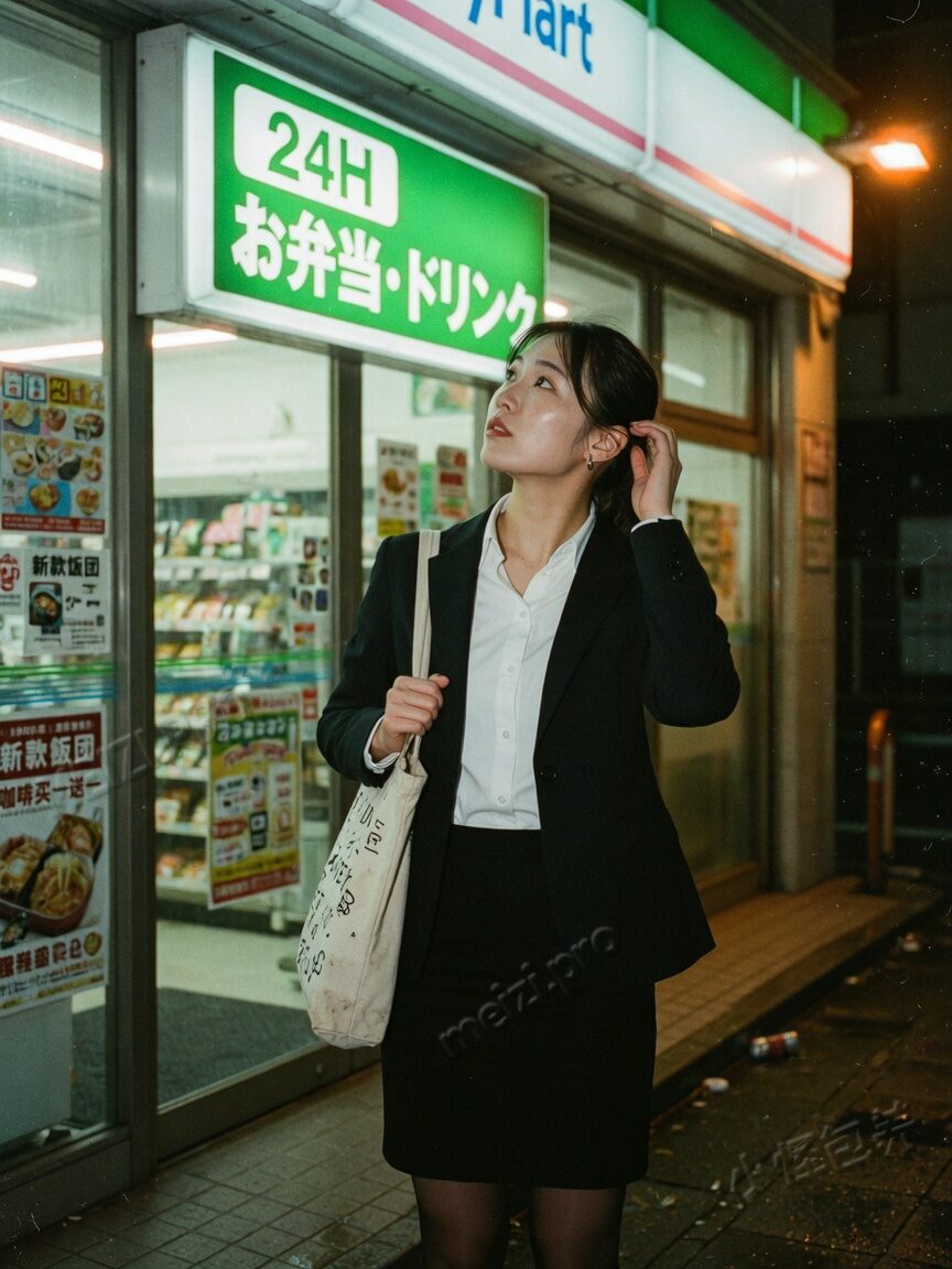 便利店灯箱侧脸