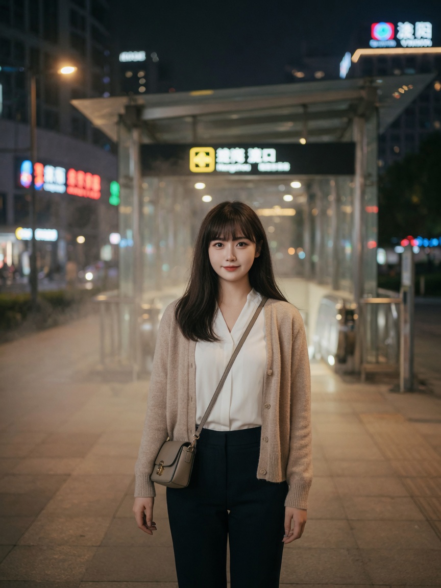 夜班后的地铁口