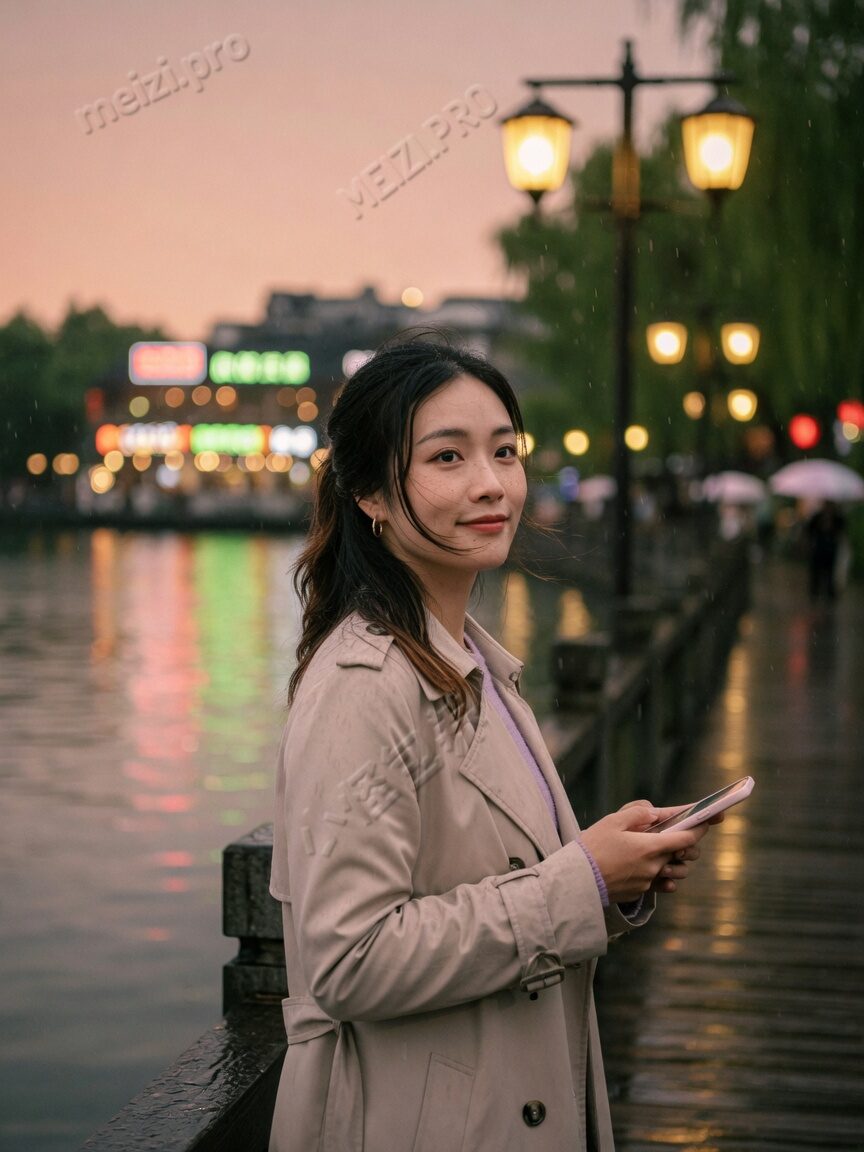 街边背后抱的情侣写真,胶片感夜景