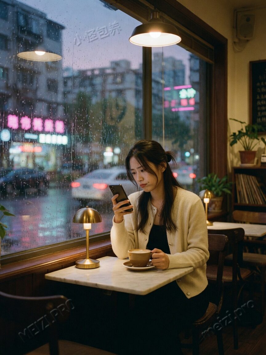 街上自然亲昵的情侣背影式拥抱