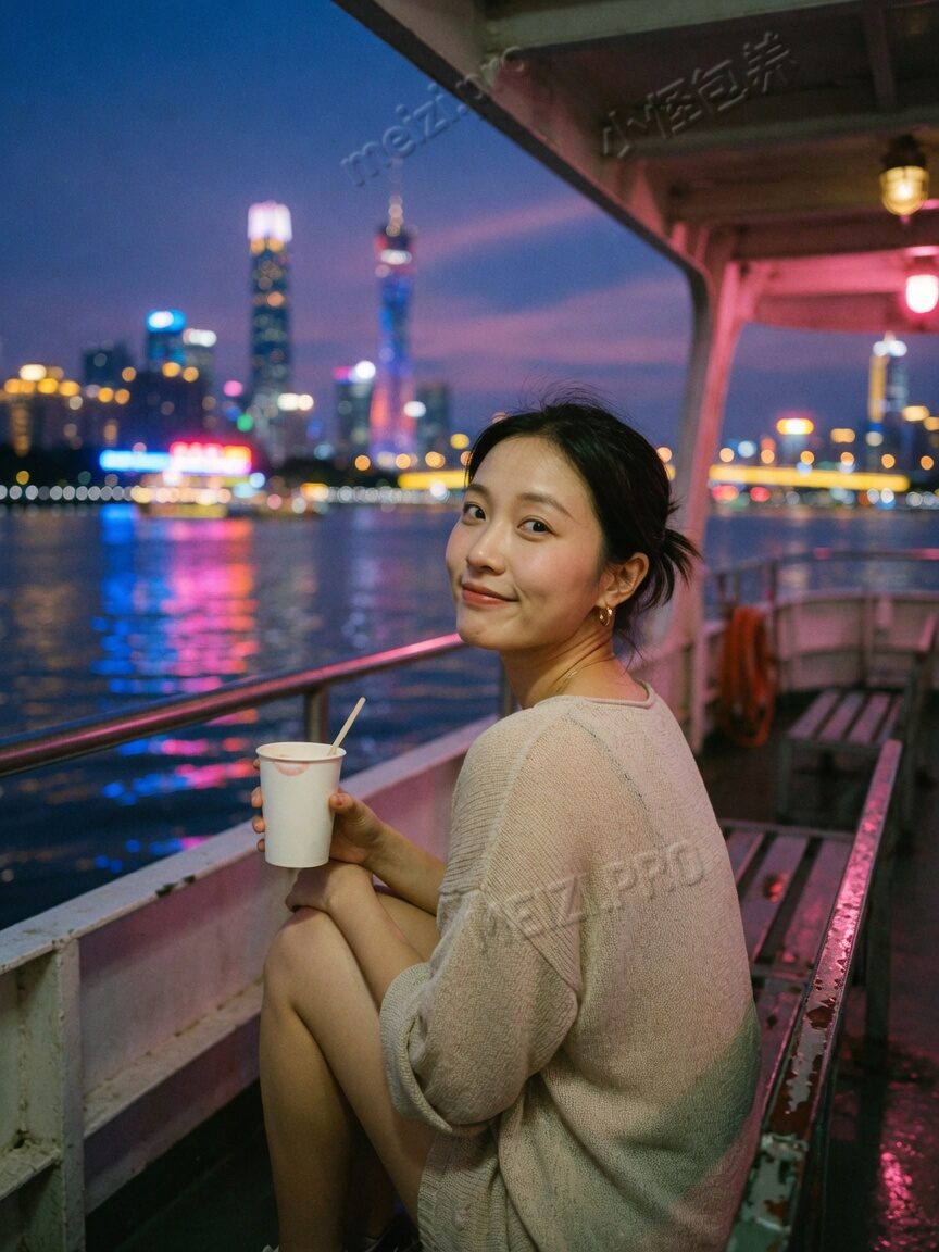 珠江夜航,侧身回望