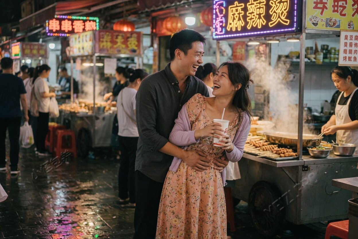 夜市背后环抱