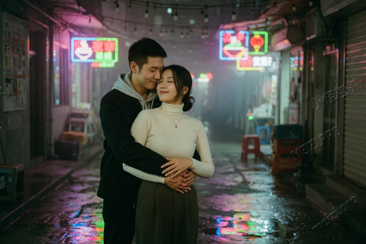雨巷里的背后抱
