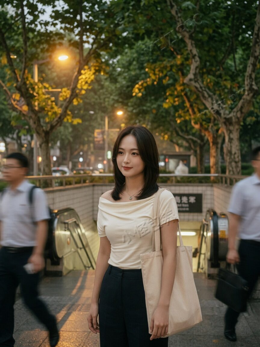 出了地铁,九月的晚上还是闷的